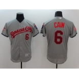 Men's Kansas City Royals #6 Lorenzo Cain Majestic Gray Fashion Stars & Stripes Flex Base Player Jersey