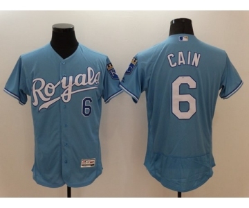 Men's Kansas City Royals #6 Lorenzo Cain Majestic Light Blue Flexbase Authentic Collection Player Jersey