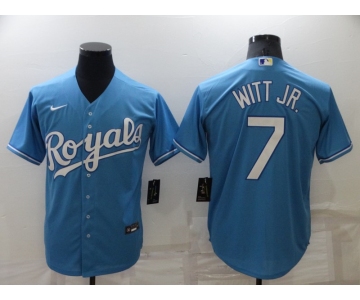 Men's Kansas City Royals #7 Bobby Witt Jr Light Blue Cool Base Stitched MLB Jersey