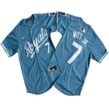 Men's Kansas City Royals #7 Bobby Witt Jr Number Light Blue Limited Stitched Jersey