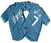 Men's Kansas City Royals #7 Bobby Witt Jr Number Light Blue Limited Stitched Jersey