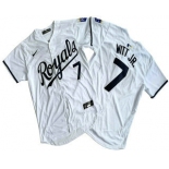Men's Kansas City Royals #7 Bobby Witt Jr Number White Black Name Limited Stitched Jersey