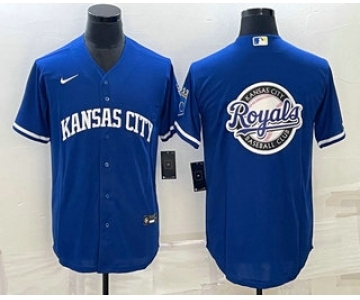 Men's Kansas City Royals Big Logo Blue 2022 City Connect Cool Base Stitched Jerseys