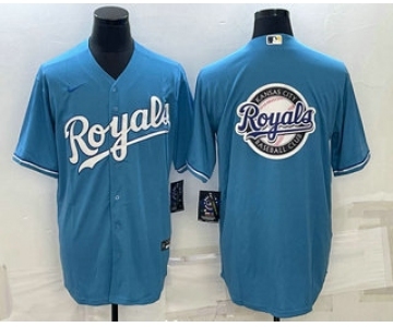 Men's Kansas City Royals Big Logo Blue Stitched MLB Cool Base Nike Jersey