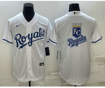 Men's Kansas City Royals Big Logo White Stitched MLB Cool Base Nike Jerseys