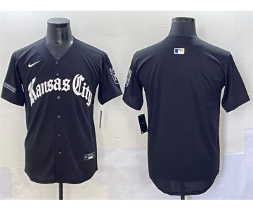 Men's Kansas City Royals Blank Black 'Gothic Crown Edition' Vapor Premier Limited Stitched Baseball Jersey