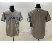 Men's Kansas City Royals Blank Gray 2024 Away Limited Stitched Baseball Jersey