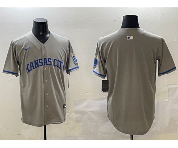 Men's Kansas City Royals Blank Gray 2024 Away Limited Stitched Baseball Jersey