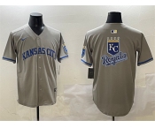Men's Kansas City Royals Team Big Logo Gray 2024 Away Limited Stitched Baseball Jersey