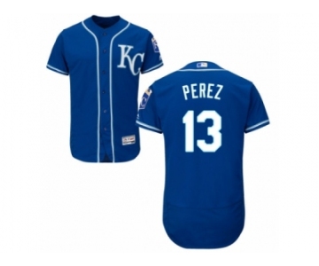 Men's Majestic Kansas City Royals #13 Salvador Perez Blue Flexbase Authentic Collection MLB Jersey