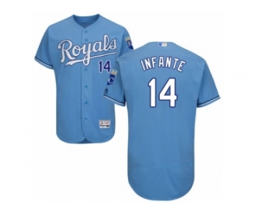 Men's Majestic Kansas City Royals #14 Omar Infante Light Blue Flexbase Authentic Collection MLB Jersey