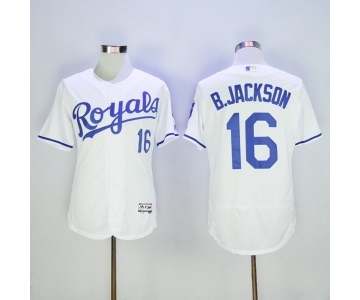 Men's Majestic Kansas City Royals #16 B.Jackson White Flexbase Authentic Collection MLB Jerse