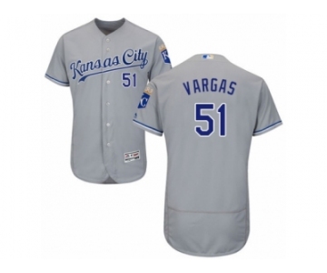 Men's Majestic Kansas City Royals #51 Jason Vargas Grey Flexbase Authentic Collection MLB Jersey
