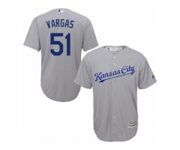 Men's Majestic Kansas City Royals #51 Jason Vargas Replica Grey Road Cool Base MLB Jersey