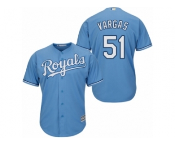 Men's Majestic Kansas City Royals #51 Jason Vargas Replica Light Blue Alternate 1 Cool Base MLB Jersey