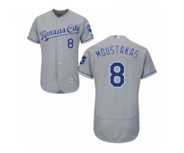 Men's Majestic Kansas City Royals #8 Mike Moustakas Grey Flexbase Authentic Collection MLB Jersey