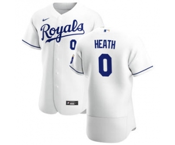 Men's  Nike Kansas City Royals #0 Nick Heath White Home 2020 Authentic Player Baseball Jersey
