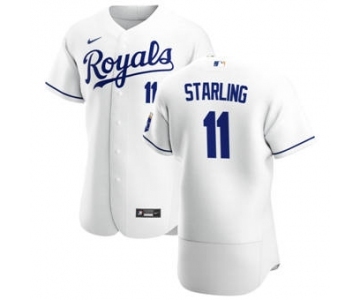 Men's  Nike Kansas City Royals #11 Bubba Starling White Home 2020 Authentic Player Baseball Jersey