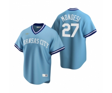 Men's Nike Kansas City Royals #27 Adalberto Mondesi Light Blue Cooperstown Collection Road Stitched Baseball Jersey