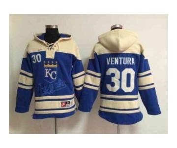 mlb jerseys kansas city royals #30 ventura blue[pullover hooded sweatshirt]
