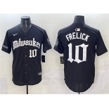Men's Milwaukee Brewers #10 Sal Frelick Black 'Gothic 414 Shadows Edition' Vapor Premier Limited Stitched Jersey