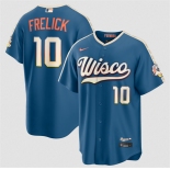 Men's Milwaukee Brewers #10 Sal Frelick Mineral Blue 2026 City Connect Stadium Stitched Stitched Baseball Jersey