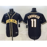 Men's Milwaukee Brewers #11 Jackson Chourio 2026 Fashion Replica Black Out Stitched Baseball Jersey Men's Milwaukee Brewers #11 Jackson Chourio 2026 Fashion Replica Black Out Stitched Baseball Jersey