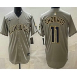 Men's Milwaukee Brewers #11 Jackson Chourio Gray Limited Jersey Men's Milwaukee Brewers #11 Jackson Chourio Gray Limited Jersey