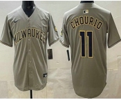 Men's Milwaukee Brewers #11 Jackson Chourio Gray Limited Jersey Men's Milwaukee Brewers #11 Jackson Chourio Gray Limited Jersey