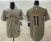 Men's Milwaukee Brewers #11 Jackson Chourio Grey Limited Jersey Men's Milwaukee Brewers #11 Jackson Chourio Grey Limited Jersey