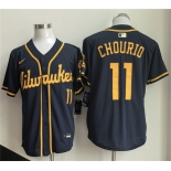 Men's Milwaukee Brewers #11 Jackson Chourio Navy 2025 Cool Base Stitched Baseball Jersey