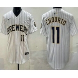 Men's Milwaukee Brewers #11 Jackson Chourio White Limited Jersey Men's Milwaukee Brewers #11 Jackson Chourio White Limited Jersey