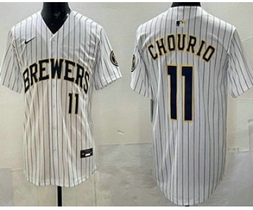 Men's Milwaukee Brewers #11 Jackson Chourio White Limited Jersey