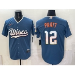 Men's Milwaukee Brewers #12 Cooper Pratt Mineral Blue 2026 City Connect Stadium Stitched Baseball Jersey Men's Milwaukee Brewers #12 Cooper Pratt Mineral Blue 2026 City Connect Stadium Stitched Baseball Jersey