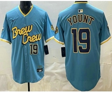Men's Milwaukee Brewers #19 Robin Yount Powder Blue Limited Jersey