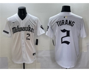 Men's Milwaukee Brewers #2 Brice Turang White 'Gothic  Shadows Edition' Vapor Premier Limited Stitched Jersey Men's Milwaukee Brewers #2 Brice Turang White 'Gothic  Shadows Edition' Vapor Premier Limited Stitched Jersey