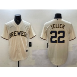 Men's Milwaukee Brewers #22 Christian Yelich Cream Cool Base Stitched Jersey