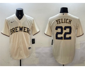Men's Milwaukee Brewers #22 Christian Yelich Cream Cool Base Stitched Jersey