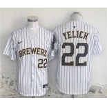 Men's Milwaukee Brewers #22 Christian Yelich White Alternate Limited Stitched Jersey