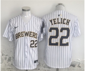 Men's Milwaukee Brewers #22 Christian Yelich White Alternate Limited Stitched Jersey