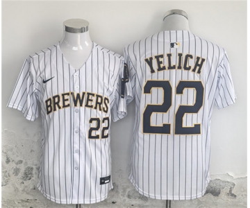 Men's Milwaukee Brewers #22 Christian Yelich White Alternate Limited Stitched Jersey