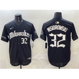 Men's Milwaukee Brewers #32 Jacob Misiorowski Black 'Gothic 414 Shadows Edition' Vapor Premier Limited Stitched Jersey Men's Milwaukee Brewers #32 Jacob Misiorowski Black 'Gothic 414 Shadows Edition' Vapor Premier Limited Stitched Jersey