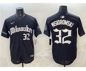 Men's Milwaukee Brewers #32 Jacob Misiorowski Black 'Gothic 414 Shadows Edition' Vapor Premier Limited Stitched Jersey Men's Milwaukee Brewers #32 Jacob Misiorowski Black 'Gothic 414 Shadows Edition' Vapor Premier Limited Stitched Jersey