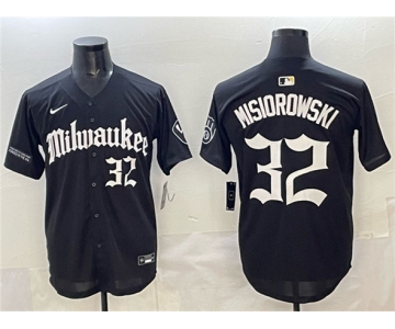 Men's Milwaukee Brewers #32 Jacob Misiorowski Black 'Gothic 414 Shadows Edition' Vapor Premier Limited Stitched Jersey