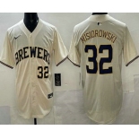 Men's Milwaukee Brewers #32 Jacob Misiorowski Cream Limited Jersey Men's Milwaukee Brewers #32 Jacob Misiorowski Cream Limited Jersey