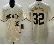 Men's Milwaukee Brewers #32 Jacob Misiorowski Cream Limited Jersey Men's Milwaukee Brewers #32 Jacob Misiorowski Cream Limited Jersey
