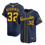 Men's Milwaukee Brewers #32 Jacob Misiorowski Navy Alternate Limited Stitched Baseball Jersey