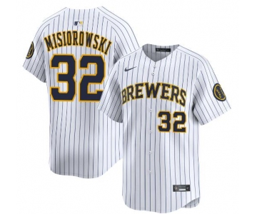 Men's Milwaukee Brewers #32 Jacob Misiorowski White Alternate Limited Stitched Baseball Jersey