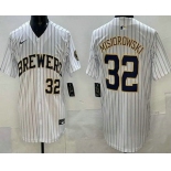 Men's Milwaukee Brewers #32 Jacob Misiorowski White Limited Jersey Men's Milwaukee Brewers #32 Jacob Misiorowski White Limited Jersey