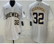 Men's Milwaukee Brewers #32 Jacob Misiorowski White Limited Jersey Men's Milwaukee Brewers #32 Jacob Misiorowski White Limited Jersey